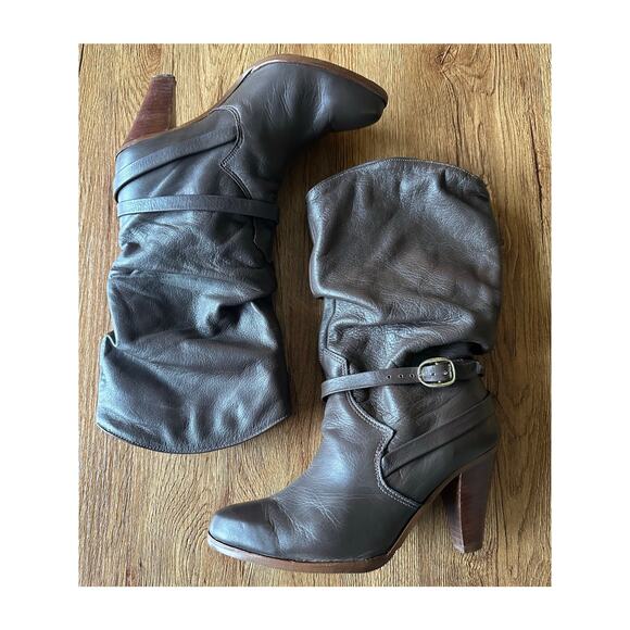 Dingo Vintage Slouch Mid Calf Brown Boots Size 5 - Picture 1 of 6